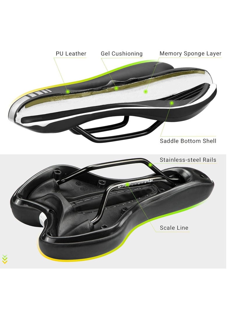 Bicycle Seat Bike Seat Cushion: Comfortable Gel Bike Seat for Men Women Waterproof Mountain Bike Seat Soft Memory Foam Padded Road Bike Saddle with Rain Cover for MTB Trekking Exercise BMX Bike