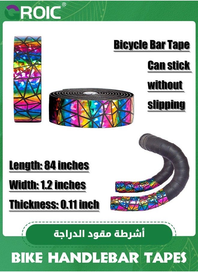 2 Rolls Bike Handlebar Tapes, Cork Tape, Bicycle Bar Cycling Handle Wraps, EVA Road (Dazzle Color)