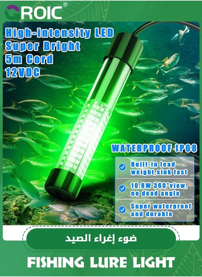 12V 180 LED Submersible Fishing Light, 20W Green Night Ice Light with Independent Switch, Crappie Squid Lure Bait Boat Shad Shrimp, Underwater Fish Finder Lamp 5M Power Cord