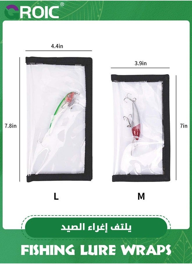 6 Packs Fishing Lure Wraps, Durable Clear PVC Covers Keeps Safe Easily See Lures Hook Bait Storage 3 Large 20 CM W x 22 L + Medium 18