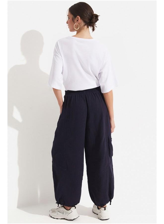 Pocket Detailed Cotton Trouser Navy