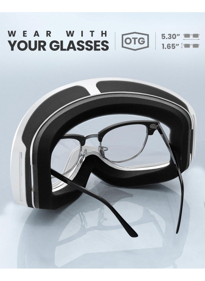 OutdoorMaster Owl Ski Goggles OTG, Snow Snowboard Goggles for Men Women Youth, Anti-Fog, 100% UV Protection