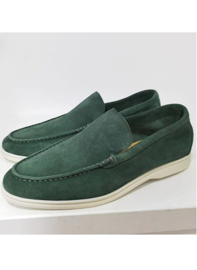 Men's Classic Loafers Slip-On Suede Shoes Lightweight And Breathable With Rubber Sole Stylish Loafers Peacock Green