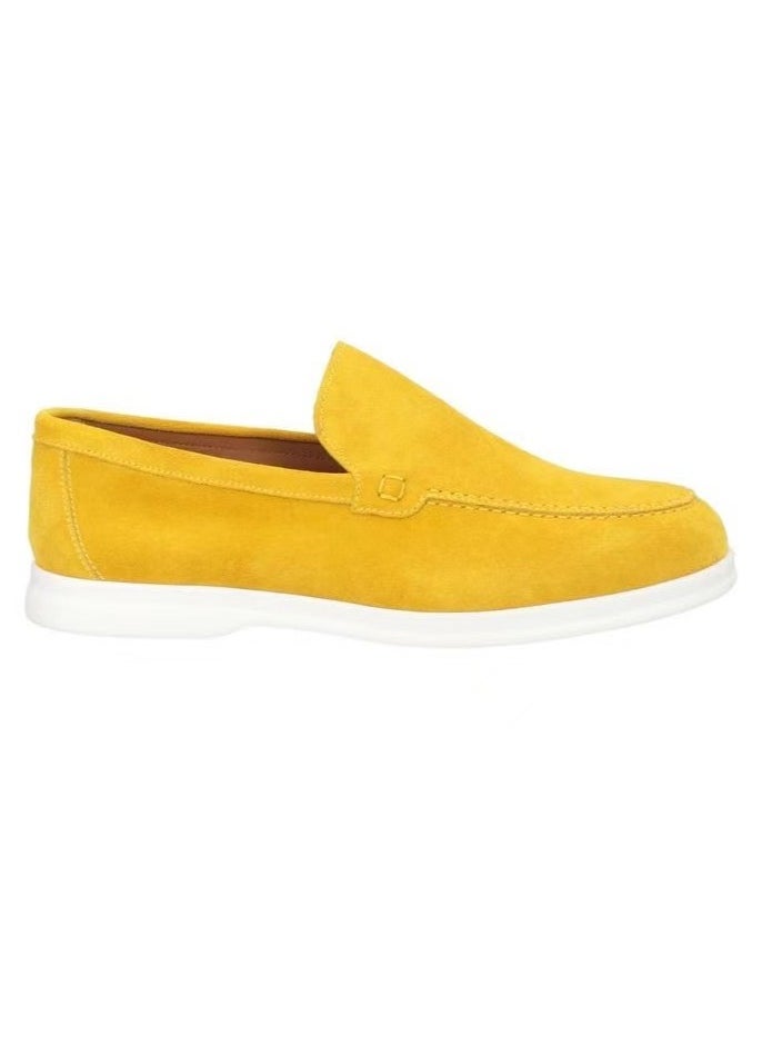 Men's Classic Loafers Slip-On Suede Shoes Lightweight And Breathable With Rubber Sole Stylish Loafers Yellow
