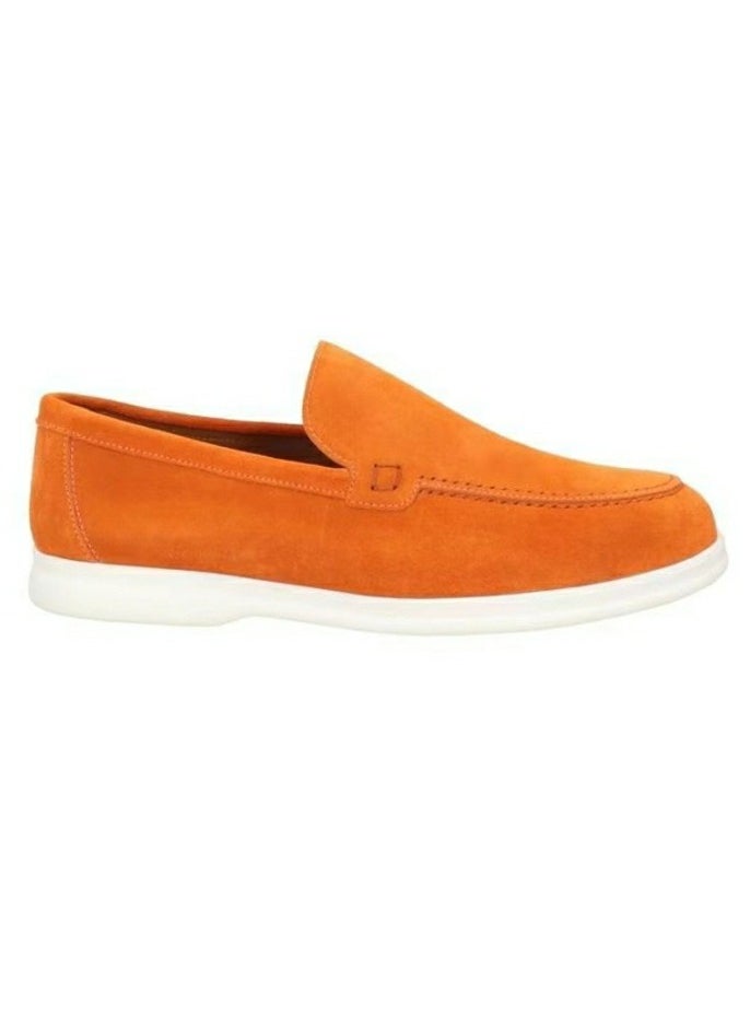 Men's Classic Loafers Slip-On Suede Shoes Lightweight And Breathable With Rubber Sole Stylish Loafers Orange