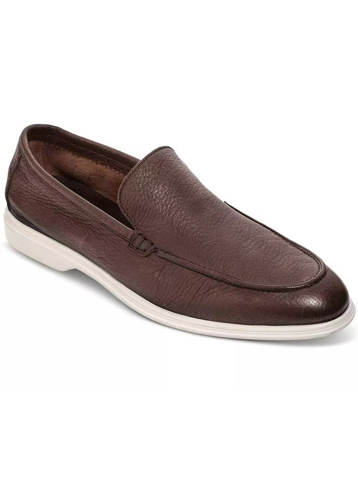 Men's Classic Loafers Slip-On Shoes Lightweight And Breathable With Rubber Sole Stylish Loafers Dark Brown