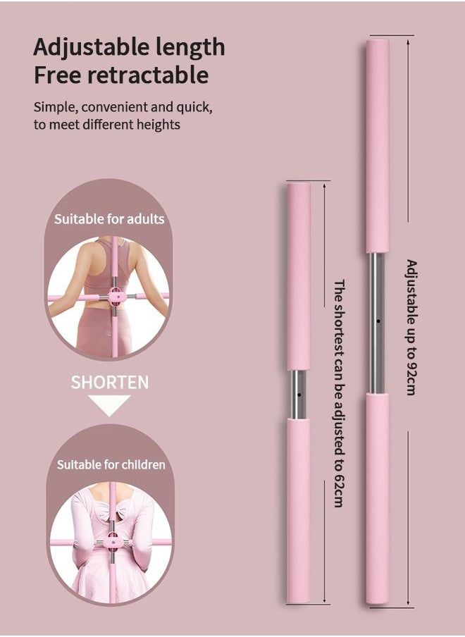 Back Straightener Posture Corrector, Yoga Sticks Stretching Tool for Posture, Humpback Correction Tool, Retractable Design Brace Women Corrector Men kids -Pink