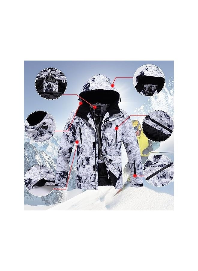 Men's Ski Jacket Waterproof Mountain Snowboard Jacket Winter Windproof Snowsuit Outdoor Hooded Rain Coat