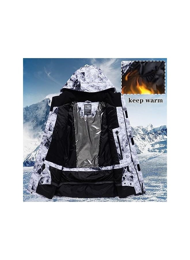 Men's Ski Jacket Waterproof Mountain Snowboard Jacket Winter Windproof Snowsuit Outdoor Hooded Rain Coat