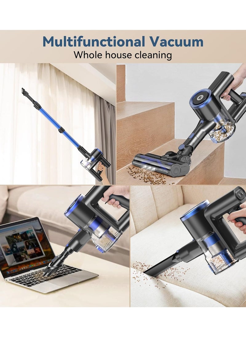 Cordless Vacuum Cleaner, Stick Vacuum with 3 Powerful Suction Modes, Max 45 Mins Runtime, Anti-Tangle Vacuum Cleaner for Home, 8-in-1 Rechargeable Vacuum for Carpet, Pet Hair, Hard Floors