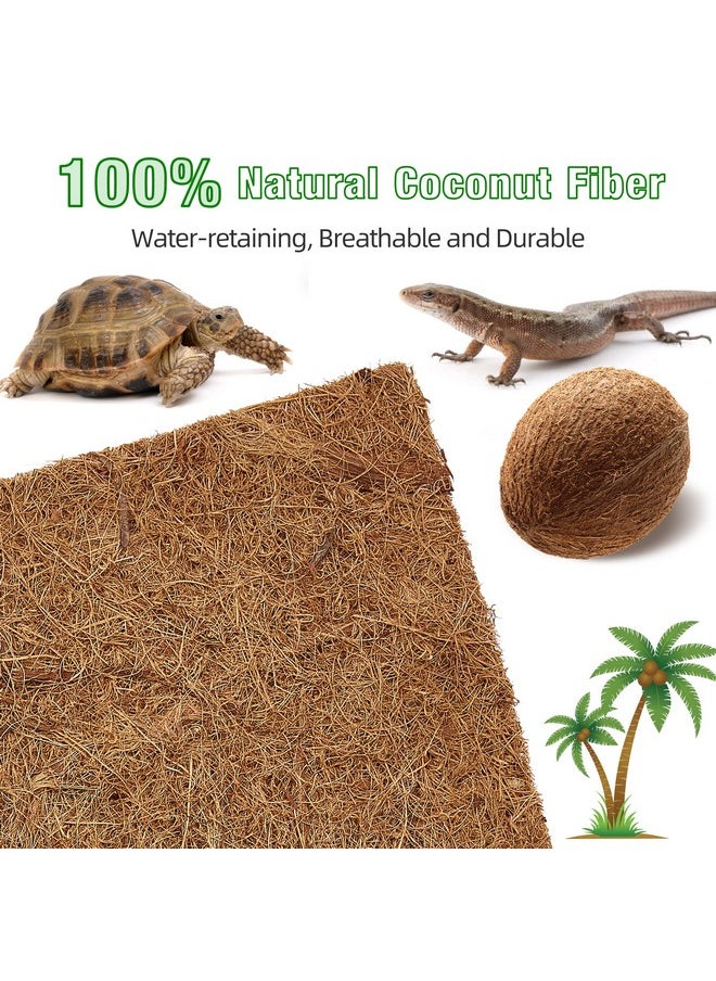 10 Pieces Reptile Carpet- 12 X 12 Inches Natural Coconut Fiber Pet Mat Tortoise Carpet Mat Coco Fiber Substrate Liner Pet Terrarium Liner For Lizard Turtle Snake Gecko Bearded Dragon