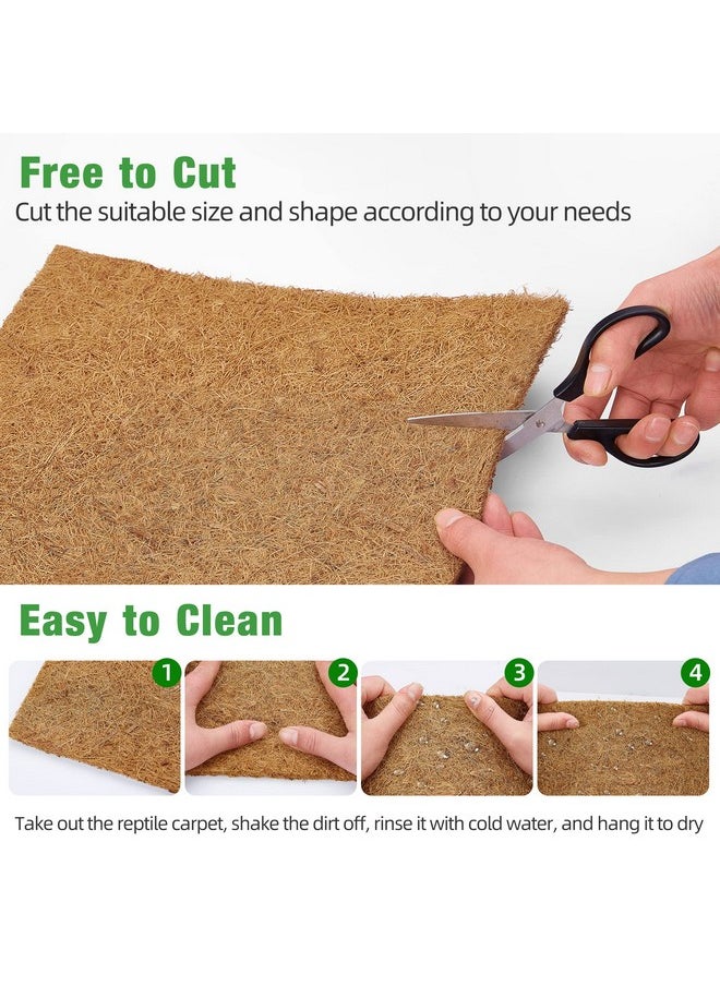 10 Pieces Reptile Carpet- 12 X 12 Inches Natural Coconut Fiber Pet Mat Tortoise Carpet Mat Coco Fiber Substrate Liner Pet Terrarium Liner For Lizard Turtle Snake Gecko Bearded Dragon