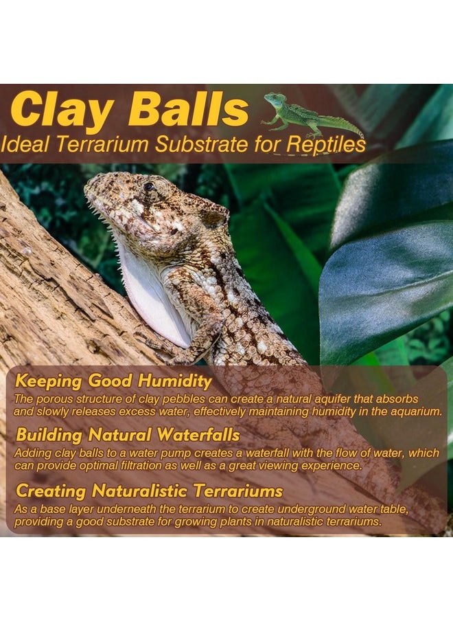 6Lbs Clay Balls For Terrarium, 4Mm-16Mm Lightweight Clay Leca Balls Reptile Terrarium Substrate, 100% Natural Expanded Clay Pebbles Substrate For Frogs Bearded Dragon Tortoises Snake Bedding