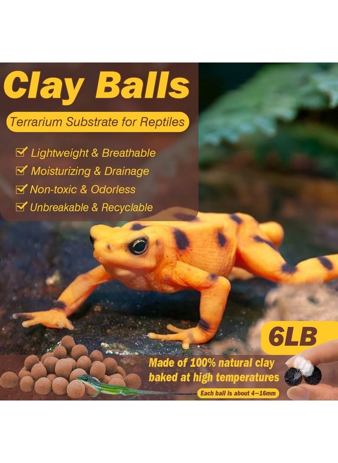 6Lbs Clay Balls For Terrarium, 4Mm-16Mm Lightweight Clay Leca Balls Reptile Terrarium Substrate, 100% Natural Expanded Clay Pebbles Substrate For Frogs Bearded Dragon Tortoises Snake Bedding