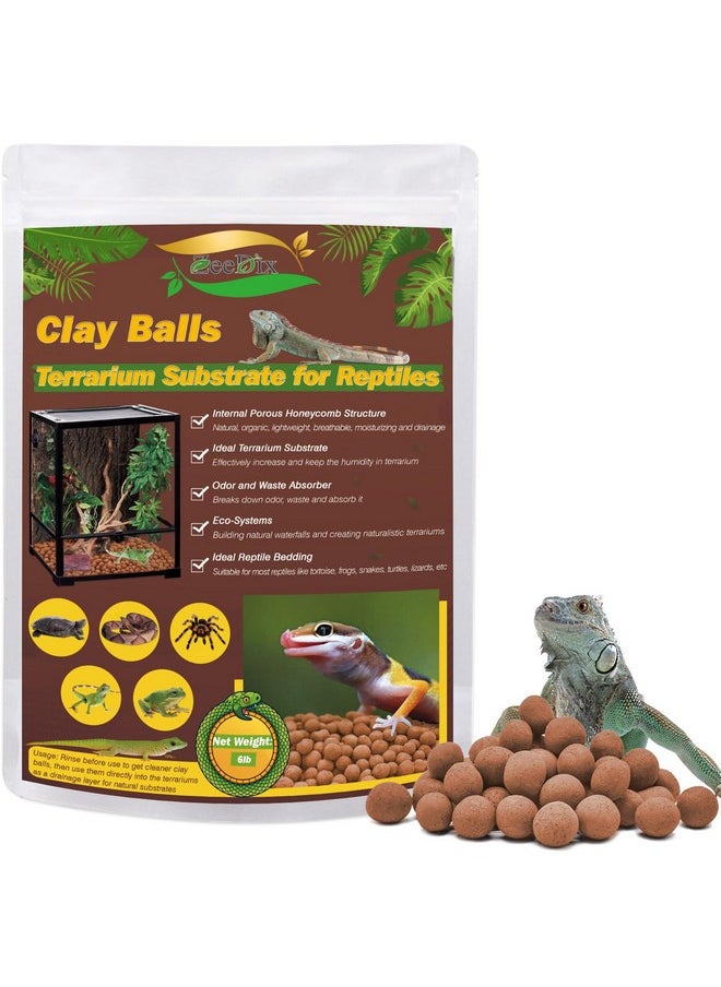 6Lbs Clay Balls For Terrarium, 4Mm-16Mm Lightweight Clay Leca Balls Reptile Terrarium Substrate, 100% Natural Expanded Clay Pebbles Substrate For Frogs Bearded Dragon Tortoises Snake Bedding