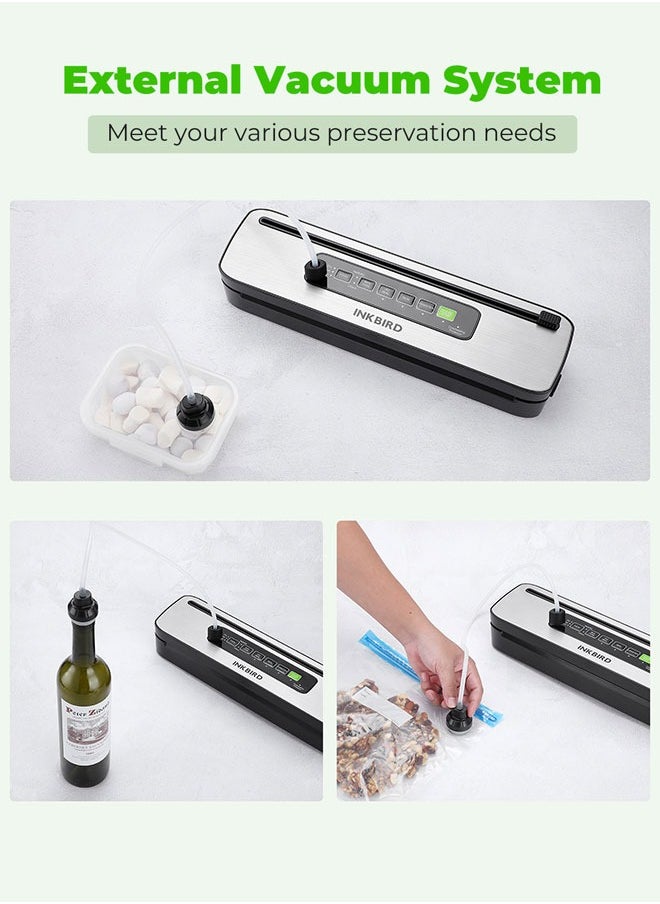 INKBIRD Compact Home Vacuum Sealer Machine INK-VS05, Dry/Moist/Liquid Food Types with Vac&Seal/Seal Only/Pulse/Canister Modes, Cooling Sealing Strip, Overheat Protection System