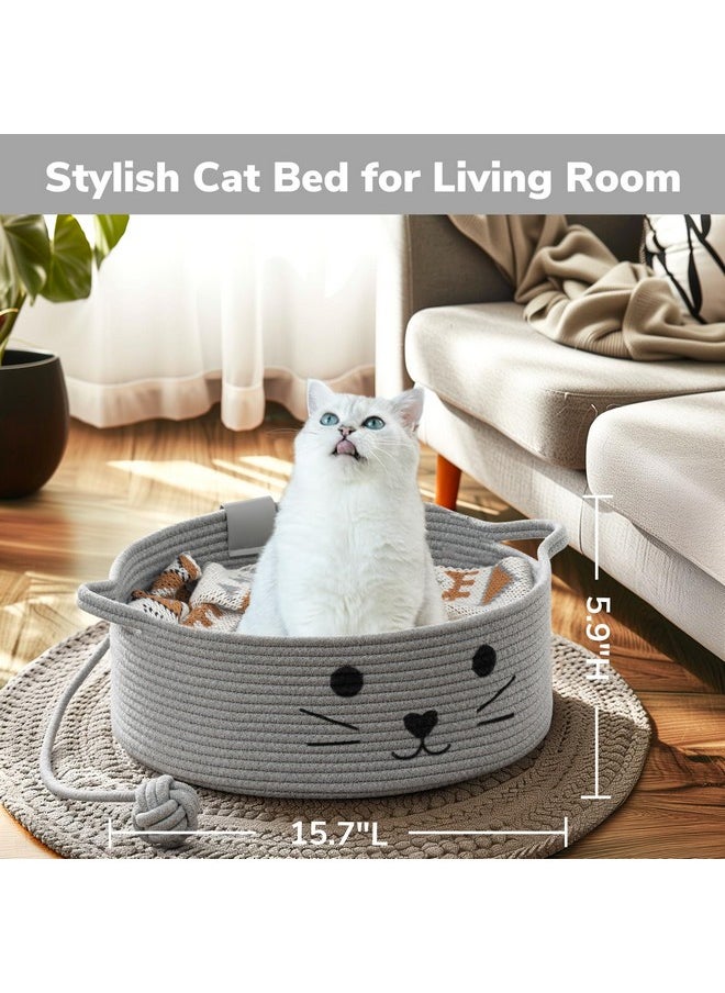 Cat Beds For Indoor Cats, Warm Soft Pet Bed Washable, Cute Cat Bed With Playing Rope Ball, Pet Gift Basket For Cat, Dog-15.7