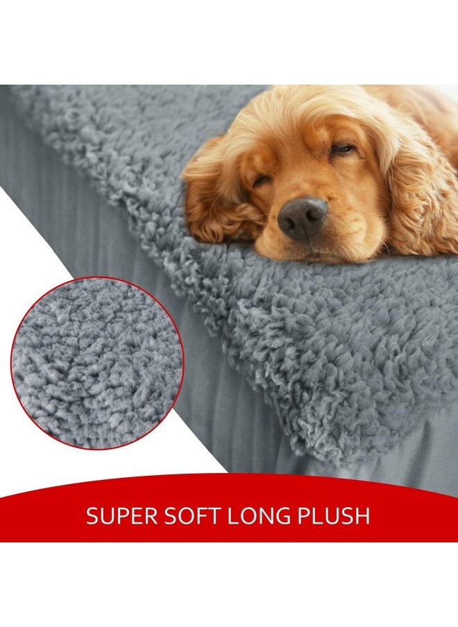 Dog Bed Covers Soft Plush Replacement Washable, Waterproof Dog Bed Liner Grey, Pet Bed Cover 36X27 Inches, For Dog/Cat, Cover Only