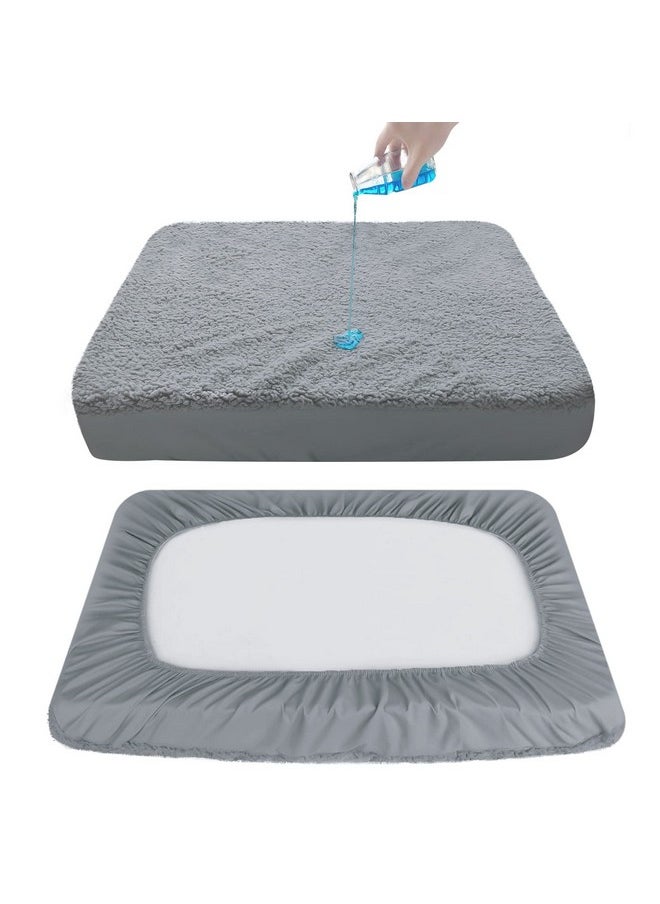 Dog Bed Covers Soft Plush Replacement Washable, Waterproof Dog Bed Liner Grey, Pet Bed Cover 36X27 Inches, For Dog/Cat, Cover Only