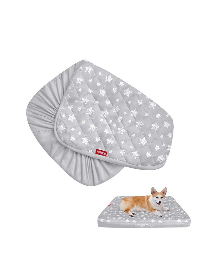 Dog Bed Covers Replacement Washable Pet Hair Easy To Remove, Waterproof Dog Bed Covers Noiseless Quilted, Pet Bed Cover Lovely Grey Star Print, Puppy Bed Cover 30X20 Inches, For Dog/Cat, Cover Only