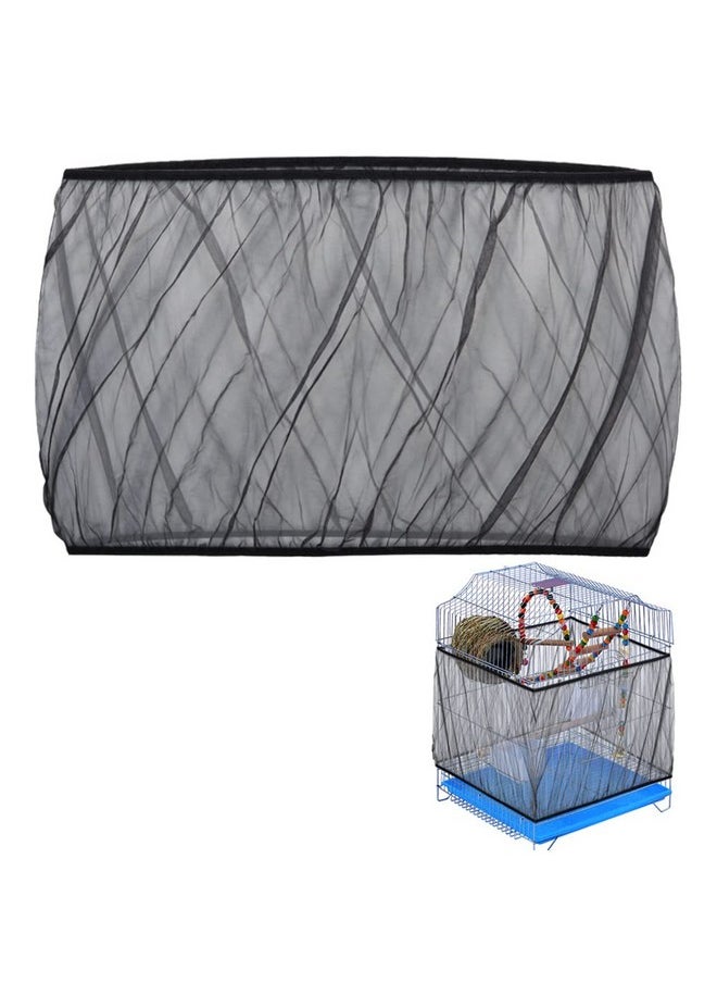 Bird Cage Seed Catcher, Bird Cage Mesh Guard Netting, Bird Cage Seed Guard Skirt, Parakeet Cage Skirt For Round Square Cages (Black)