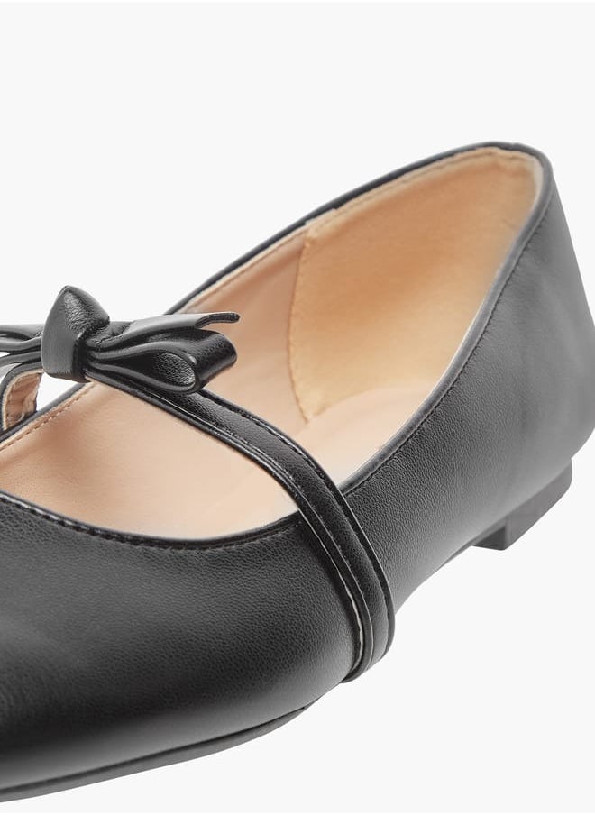 Women's Solid Ballerina Shoes with Strap Detail