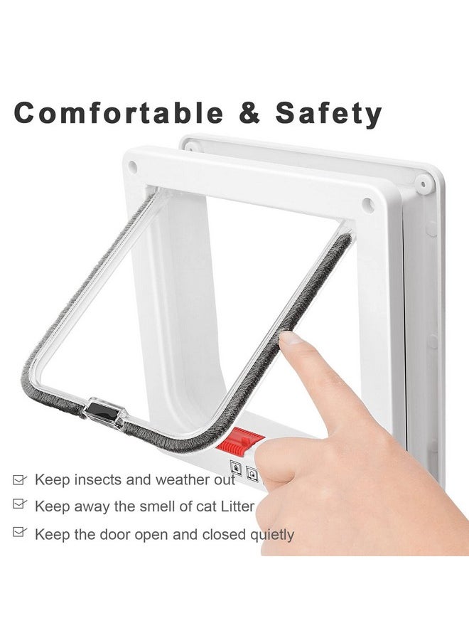 Thin Cat Door For Windows, Pet Doors And Sliding Door, Safety Pet Door With 4 Way Lock, Weatherproof Cat Flap For Thin Door And Wall(Medium, 7.7 * 7.5 * 0.78In)