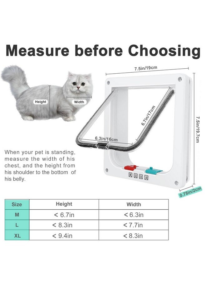 Thin Cat Door For Windows, Pet Doors And Sliding Door, Safety Pet Door With 4 Way Lock, Weatherproof Cat Flap For Thin Door And Wall(Medium, 7.7 * 7.5 * 0.78In)
