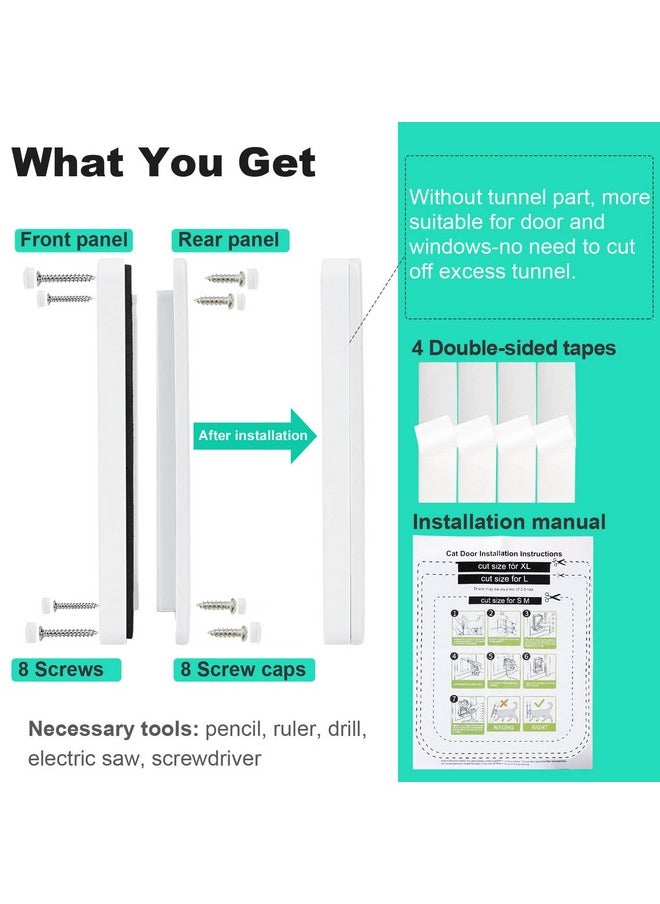 Thin Cat Door For Windows, Pet Doors And Sliding Door, Safety Pet Door With 4 Way Lock, Weatherproof Cat Flap For Thin Door And Wall(Medium, 7.7 * 7.5 * 0.78In)