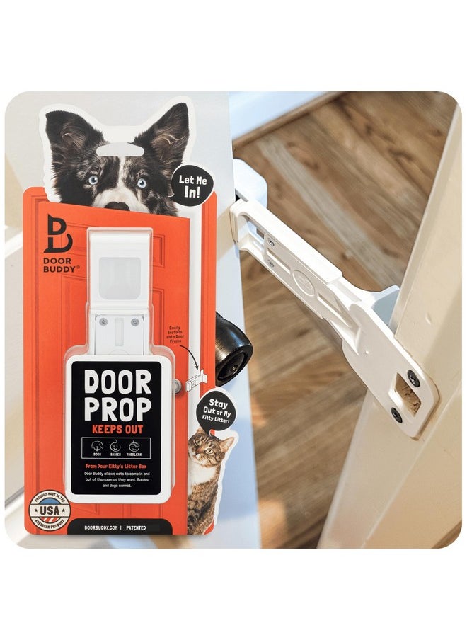 Door Prop For Cats - Easiest Cat Door Latch Holder To Keep Interior Door Open For Pets - Dog Proof Cat Feeding Station & Litter Box - Strong & Portable Door Stopper & Pet Gate Alternative