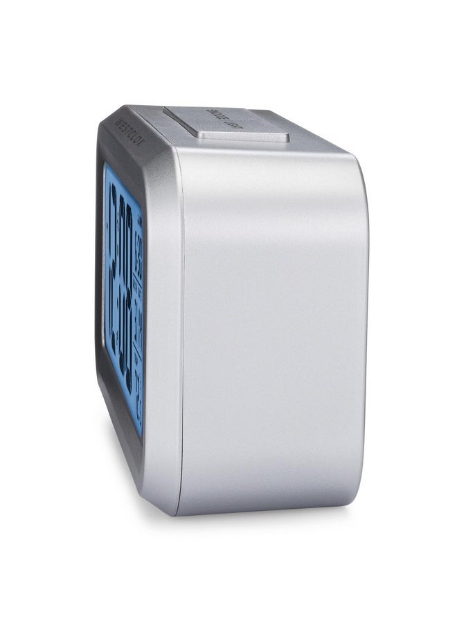 Alarm Clock With Large Digital Display And Blue Backlight On Demand, Westclox Alarm Clock, Month/Date And Temperature Display With Ascending 5 Minute Snooze Alarm, Silver