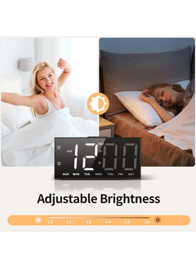 Digital Alarm Clock With Large Display Big Bold Numbers, Dimmer, 2 Usb Charging Ports, Snooze, Small Table Desk Clock For Bedroom, Living Room, Clock For Heavy Sleepers