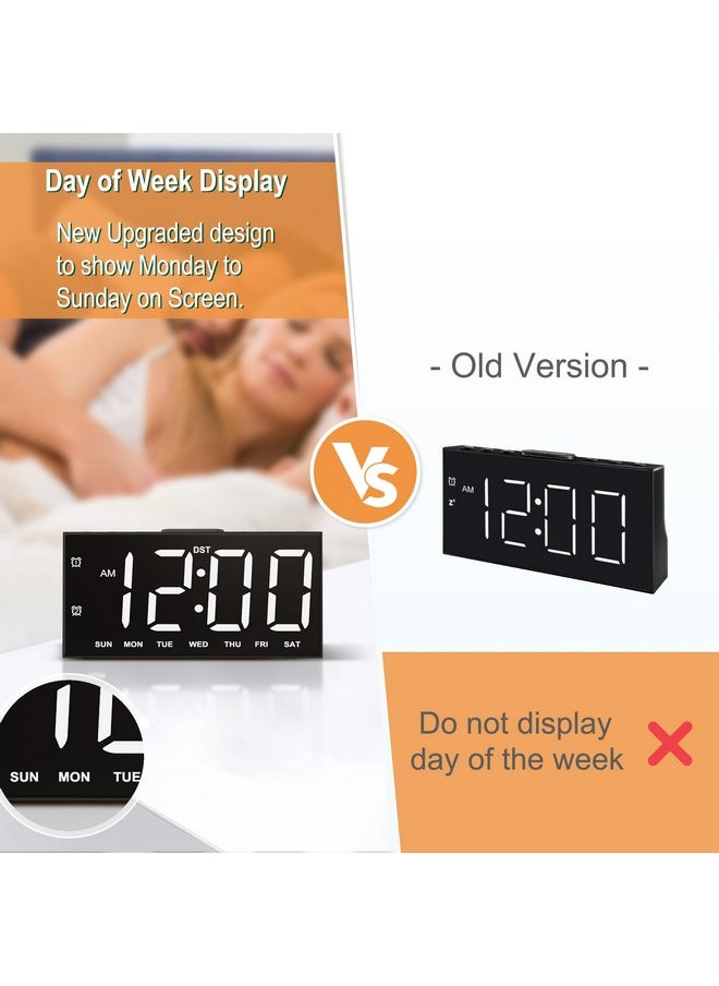 Digital Alarm Clock With Large Display Big Bold Numbers, Dimmer, 2 Usb Charging Ports, Snooze, Small Table Desk Clock For Bedroom, Living Room, Clock For Heavy Sleepers