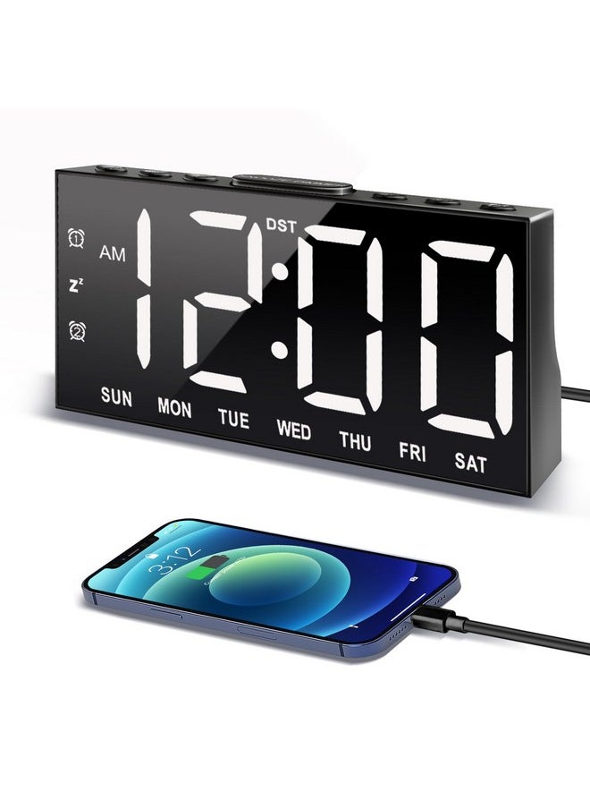 Digital Alarm Clock With Large Display Big Bold Numbers, Dimmer, 2 Usb Charging Ports, Snooze, Small Table Desk Clock For Bedroom, Living Room, Clock For Heavy Sleepers