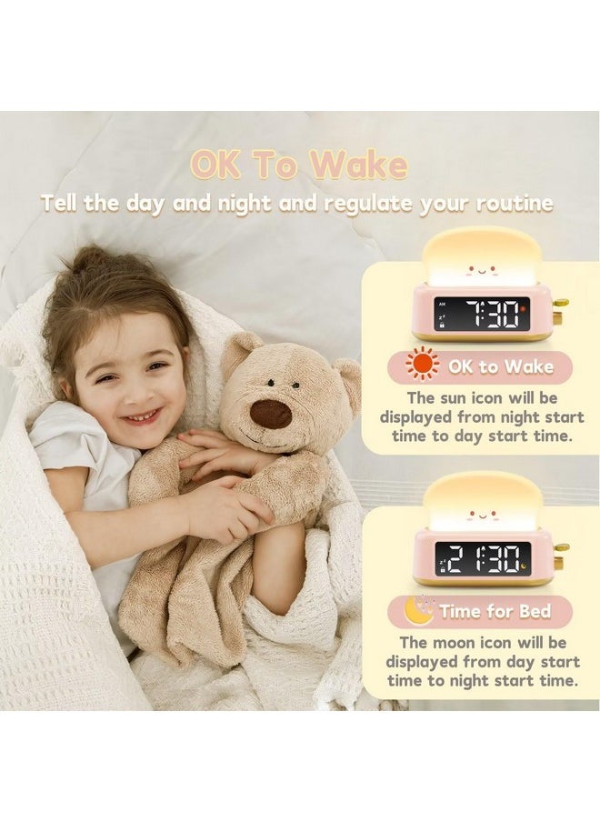 Alarm Clock For Kids, Digital Alarm Clock For Bedrooms, Cute Toast Alarm Clock With Night Light, Timer, Snooze, Adjustable Brightness, Toddler Clock Bedside, Ideal Gifts For Kids Teens Girls