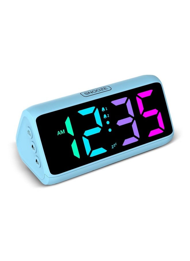 Loud Alarm Clock For Heavy Sleepers, Rgb Alarm Clocks For Bedrooms Seniors Kids, Plug In Digital Clock With 5 Dimmers, 2 Alarms, 4 Volumes And Snooze