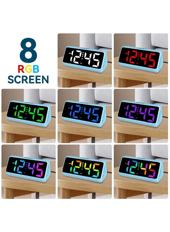 Loud Alarm Clock For Heavy Sleepers, Rgb Alarm Clocks For Bedrooms Seniors Kids, Plug In Digital Clock With 5 Dimmers, 2 Alarms, 4 Volumes And Snooze