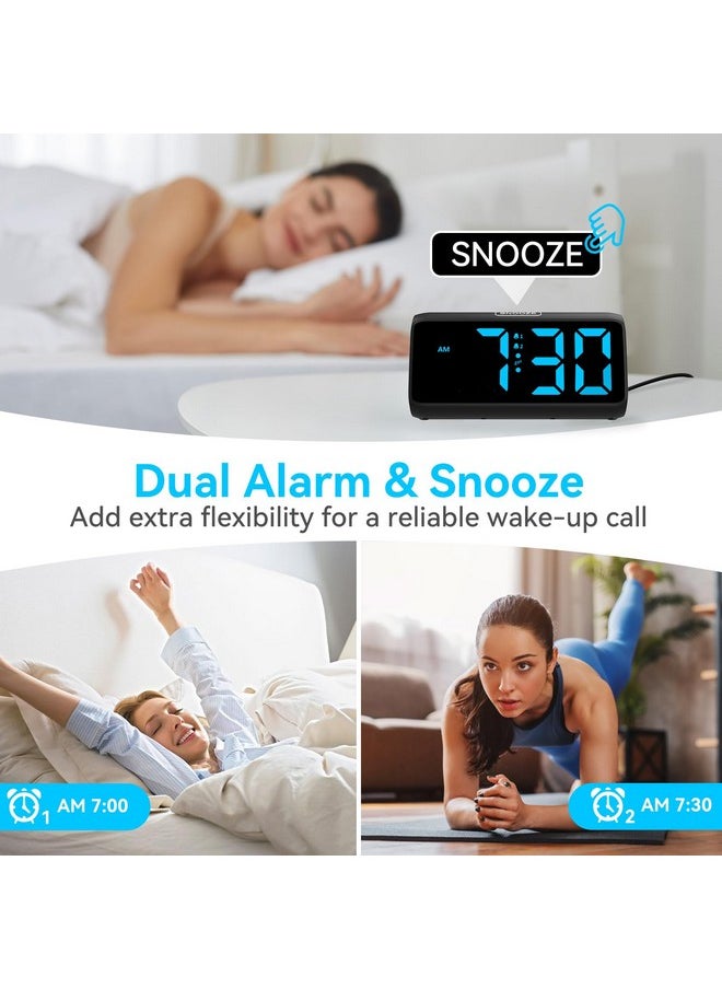 Loud Alarm Clocks For Bedrooms, Heavy Sleepers Alarm Clock With Dual Alarms, Bold Digits, 5 Dimmers, 4 Volumes, Snooze, Bedside Clock For Deep Sleepers Kids Teens Seniors, Plug In Clock, Easy To Set