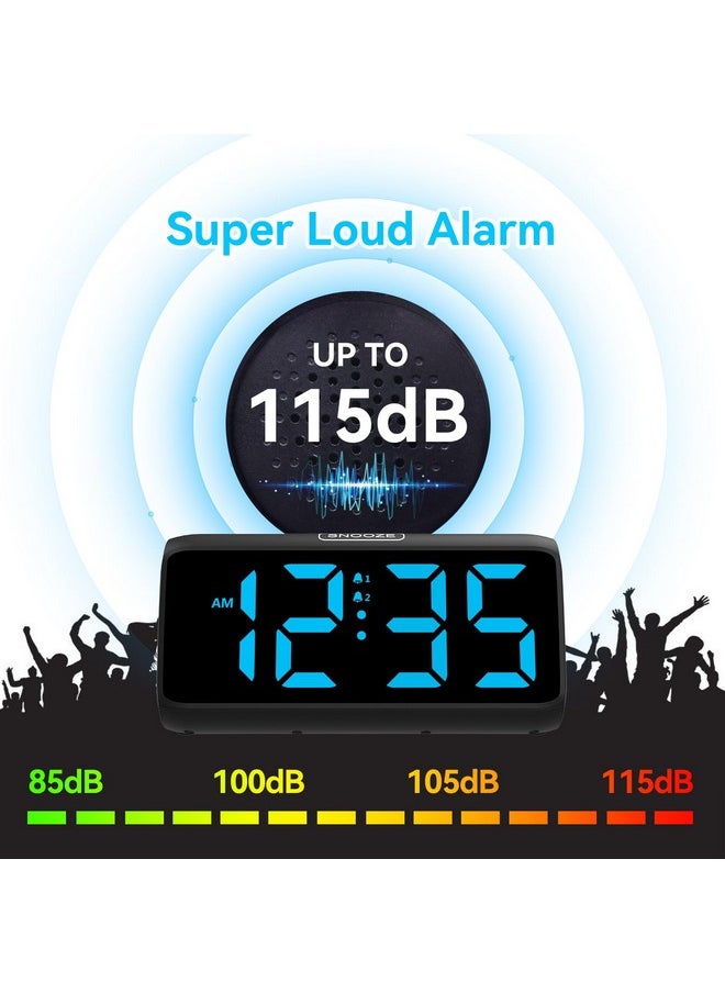 Loud Alarm Clocks For Bedrooms, Heavy Sleepers Alarm Clock With Dual Alarms, Bold Digits, 5 Dimmers, 4 Volumes, Snooze, Bedside Clock For Deep Sleepers Kids Teens Seniors, Plug In Clock, Easy To Set