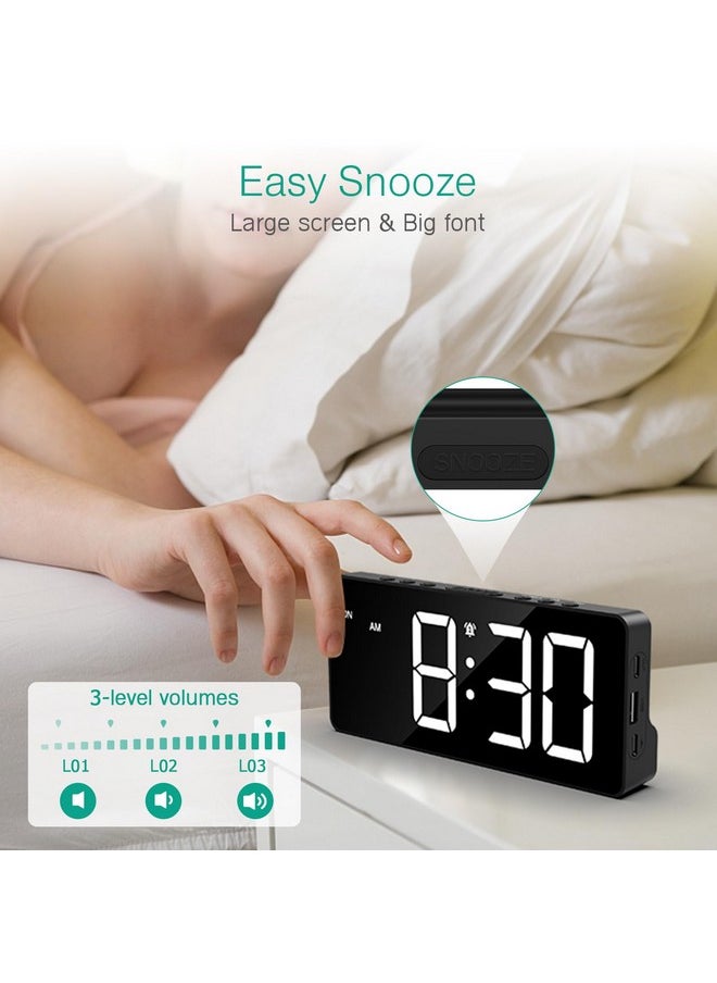 Digital Alarm Clock For Bedroom, Led Alarm Clock With Large Display, Rechargeable Desk Clock With Date, Adjustable Volume Brightness, Snooze, Type-C Port, For Home Office Living Room