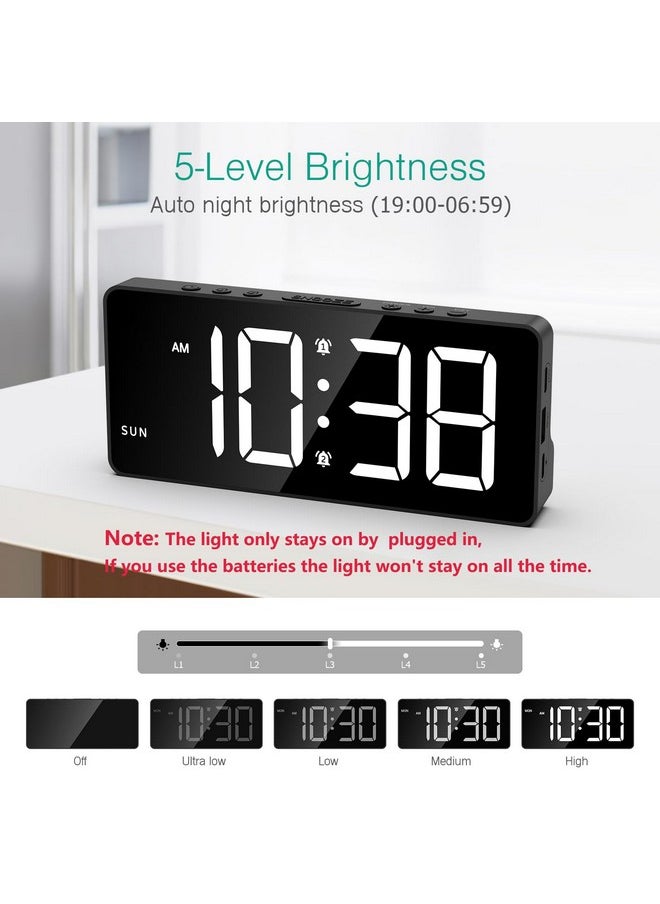 Digital Alarm Clock For Bedroom, Led Alarm Clock With Large Display, Rechargeable Desk Clock With Date, Adjustable Volume Brightness, Snooze, Type-C Port, For Home Office Living Room