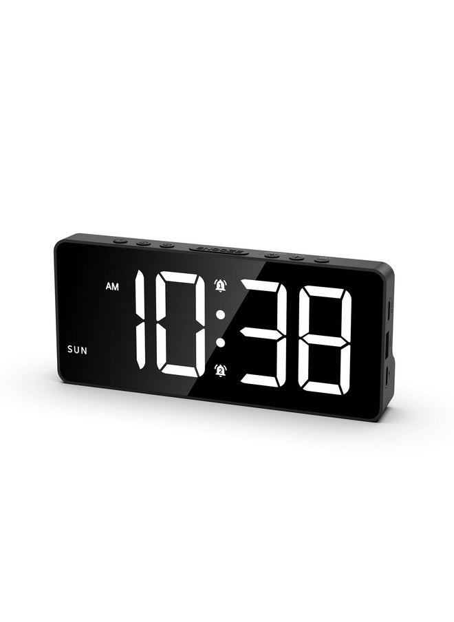 Digital Alarm Clock For Bedroom, Led Alarm Clock With Large Display, Rechargeable Desk Clock With Date, Adjustable Volume Brightness, Snooze, Type-C Port, For Home Office Living Room