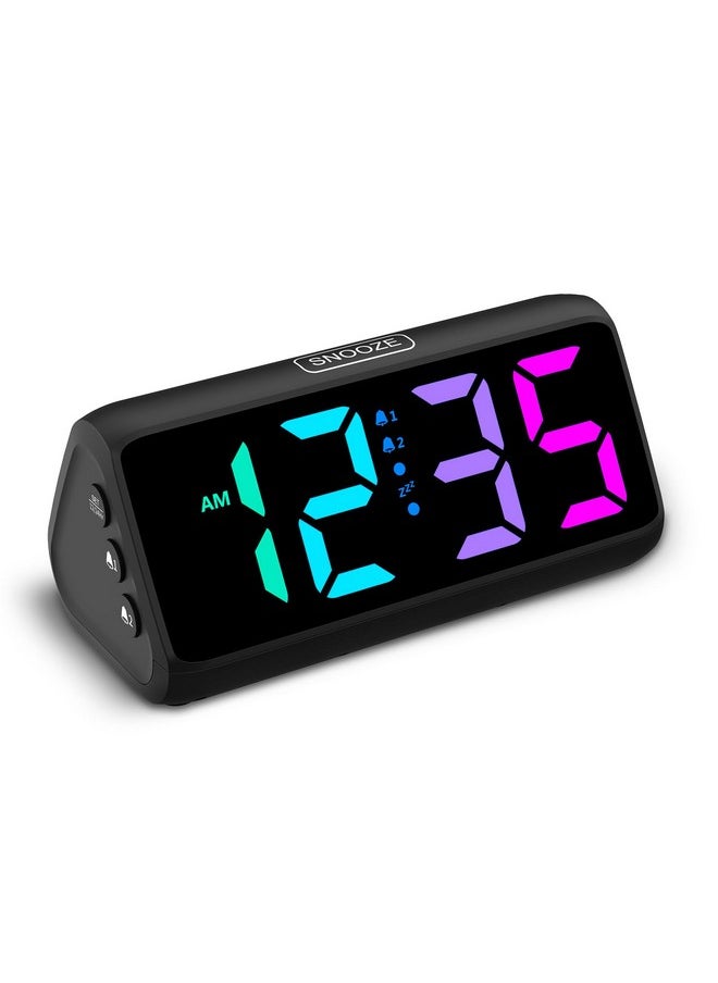 Loud Alarm Clock For Heavy Sleepers, Rgb Alarm Clocks For Bedrooms Seniors Kids, Plug In Digital Clock With 5 Dimmers, 2 Alarms, 4 Volumes And Snooze