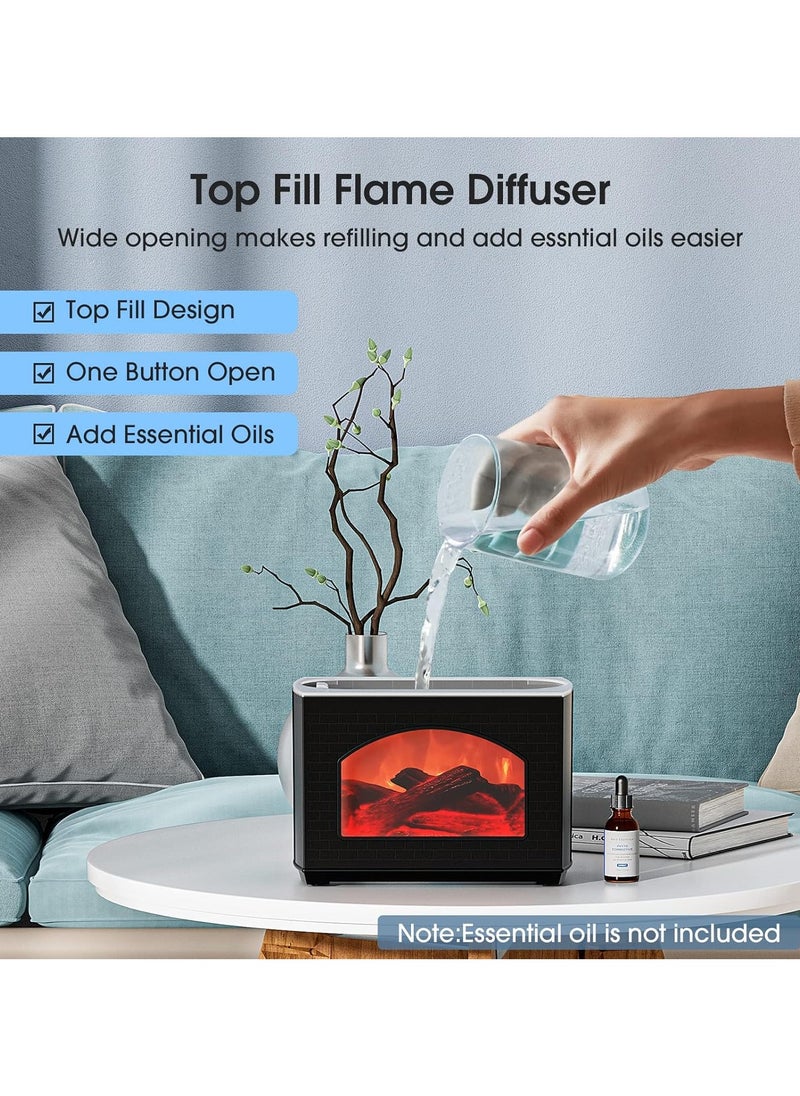 Flame Diffuser with Fireplace Effect – Large-Capacity Cool Mist Humidifier and Vaporizer with No-Water Design and Automatic Power-Off Protection for Home or Office.