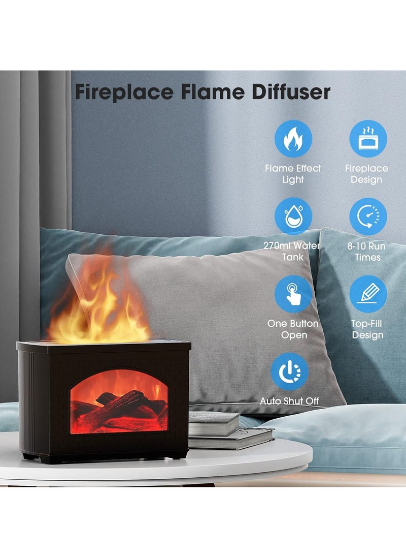 Flame Diffuser with Fireplace Effect – Large-Capacity Cool Mist Humidifier and Vaporizer with No-Water Design and Automatic Power-Off Protection for Home or Office.