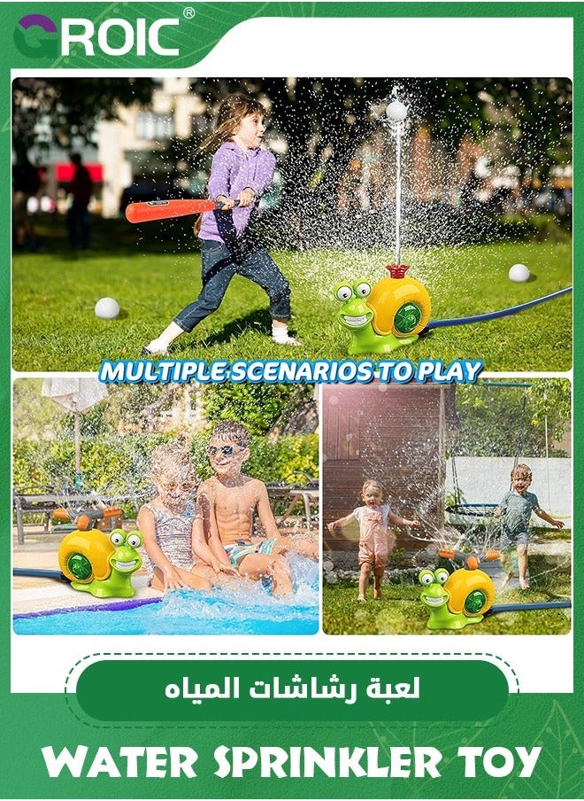 Water Sprinkler Baseball Toy for Kids Outdoor Play, 2 in 1 Snail Summer Game with Heads, 360° Rotating Spray Boys Girls Backyard Lawn Pool Party Fun