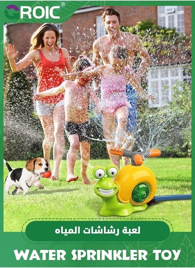 Water Sprinkler Baseball Toy for Kids Outdoor Play, 2 in 1 Snail Summer Game with Heads, 360° Rotating Spray Boys Girls Backyard Lawn Pool Party Fun