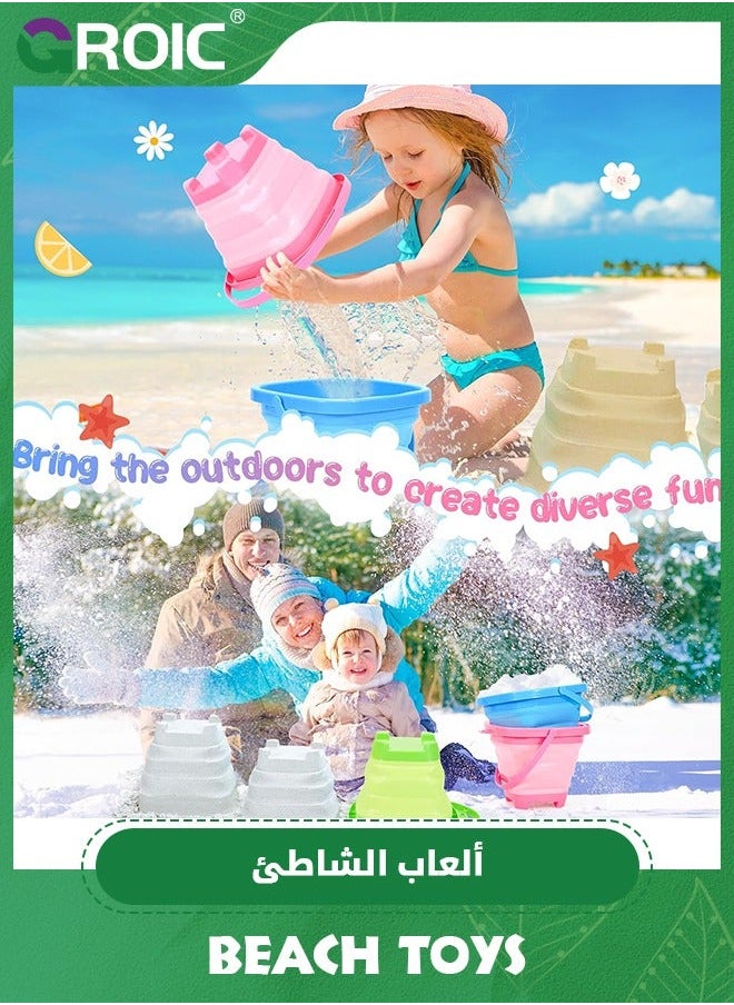 17 Pcs Collapsible Beach Toys Sand for Toddlers 1-3, Toy Kids, Buckets Sandbox Toddler with Multi Mold Shovel