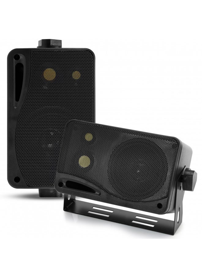 Pyramid 3-Way Indoor Outdoor Speaker System - 3.5 Inch 200W Pair of Mini Box Ceiling Wall Mount Speakers w/1