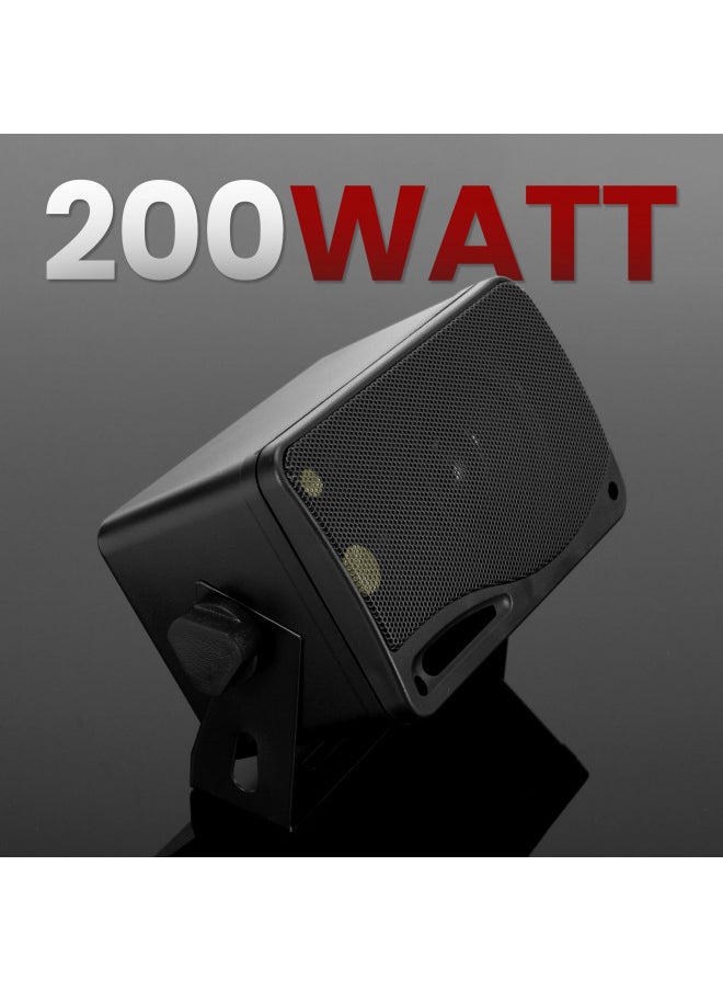 Pyramid 3-Way Indoor Outdoor Speaker System - 3.5 Inch 200W Pair of Mini Box Ceiling Wall Mount Speakers w/1